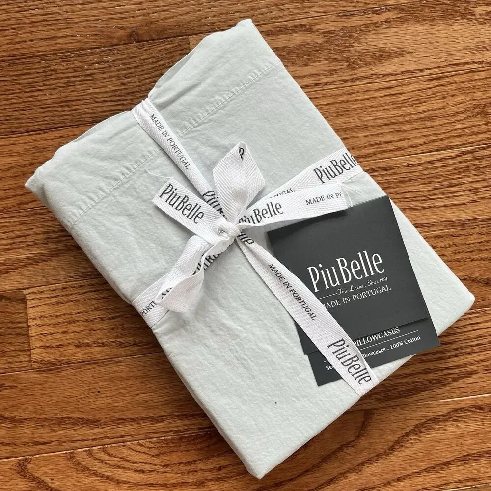 PiuBelle Portugal 2 King Pillowcases Gray Cotton Percale Piu Belle